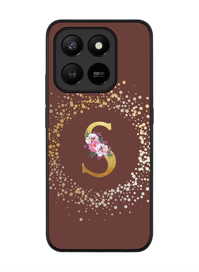 For Honor X7d 4G / X7d 5G / 400 Smart Case,Slim fit Camera Protection, Shockproof Thin Phone cover  - Custom Monogram Floral - S  (Brown )